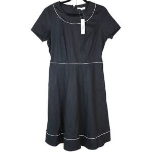NWT DE Collection Black COTTON Dress Fit and Flare Short Sleeve Classic Medium